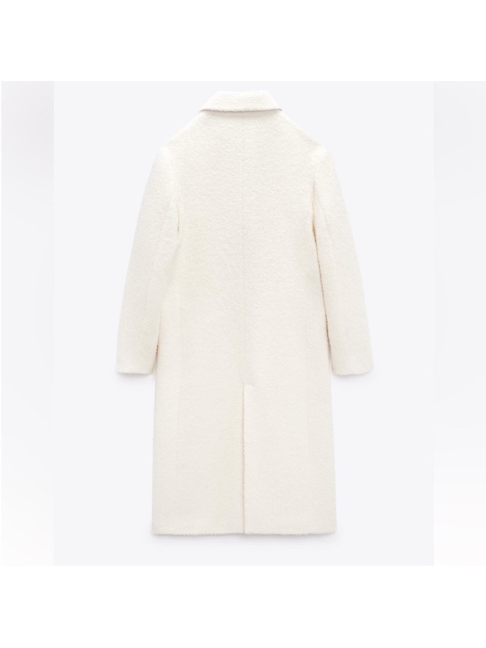 Zara Straight Cut Wool Blend Coat S Ecru Blogger Favorite - Picture 2 of 16